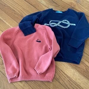 Cute kids sweaters - blue is cotton sweatshirt material, red is knit